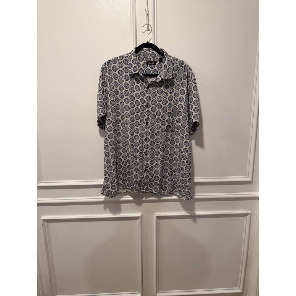 Tasso Elba Men's Shirt Size XXL Medallion Print Short Sleeve Silk Rayon Blend